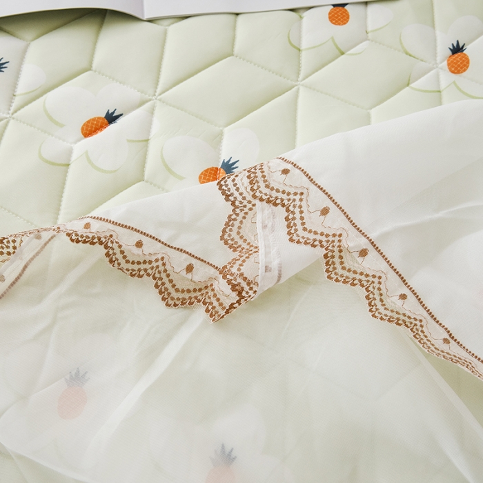 91家纺网 家纺一手货源 找家纺 纽缦家纺 2022新款卡通菱形格床单床裙系列 小菠萝