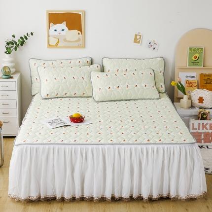 纽缦家纺 2022新款卡通菱形格床单床裙系列 小菠萝
