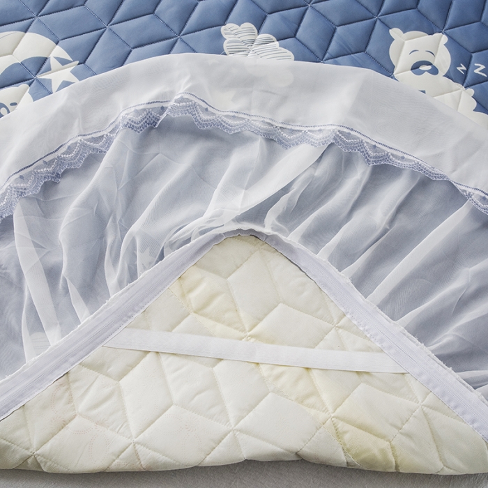 91家纺网 家纺一手货源 找家纺 纽缦家纺 2022新款卡通菱形格床单床裙系列 星空熊