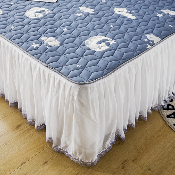 91家纺网 家纺一手货源 找家纺 纽缦家纺 2022新款卡通菱形格床单床裙系列 星空熊