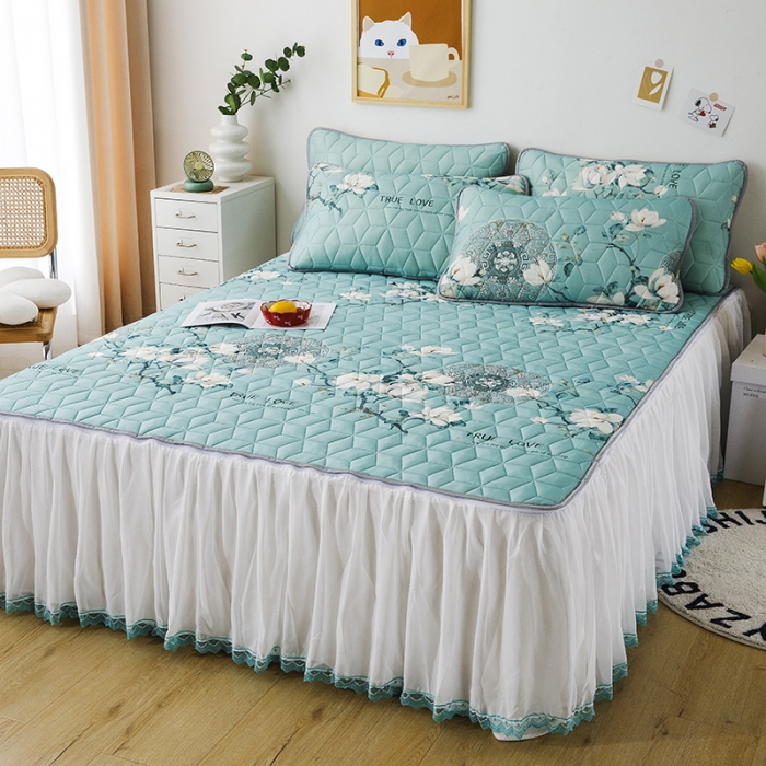 91家纺网 家纺一手货源 找家纺 纽缦家纺 2022新款卡通菱形格床单床裙系列 幽梦