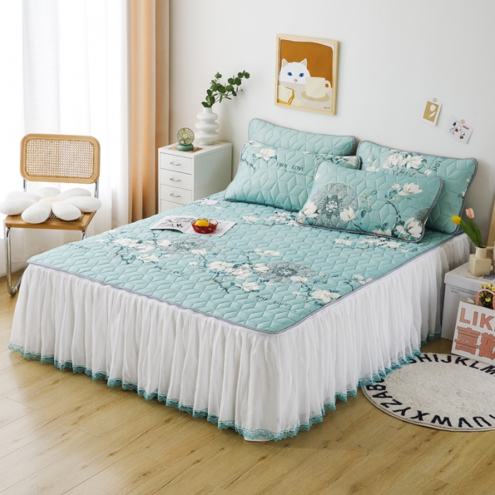 91家纺网 家纺一手货源 找家纺 纽缦家纺 2022新款卡通菱形格床单床裙系列 幽梦