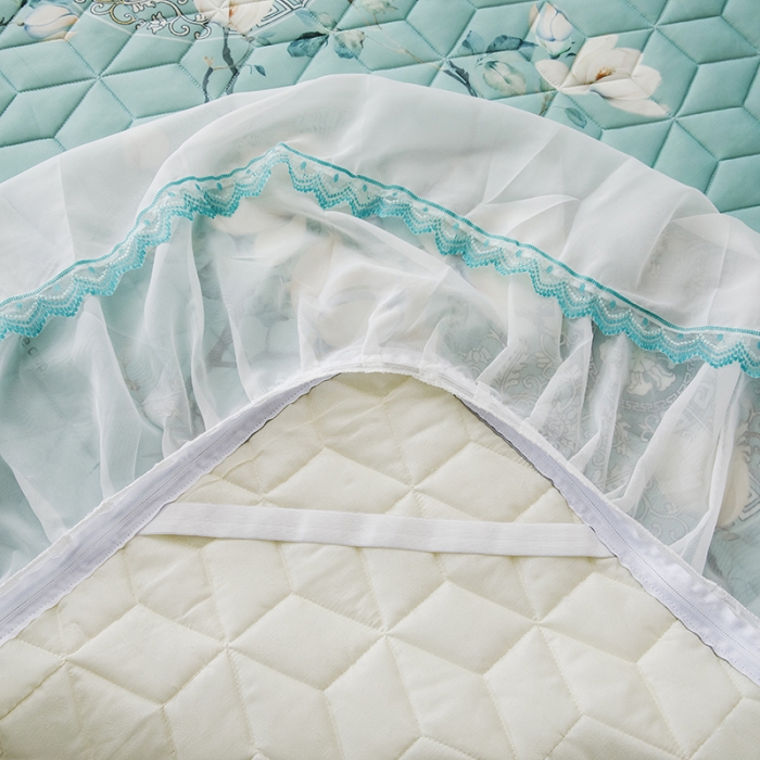 91家纺网 家纺一手货源 找家纺 纽缦家纺 2022新款卡通菱形格床单床裙系列 幽梦