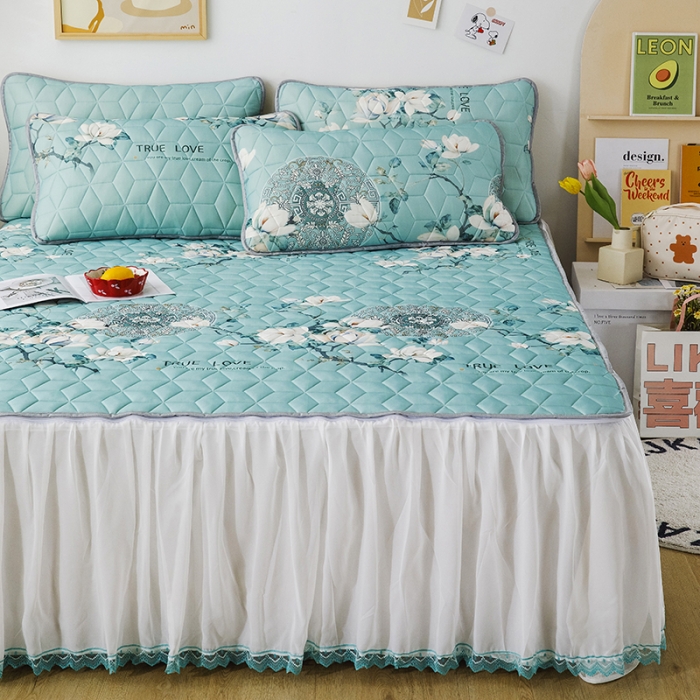 91家纺网 家纺一手货源 找家纺 纽缦家纺 2022新款卡通菱形格床单床裙系列 幽梦