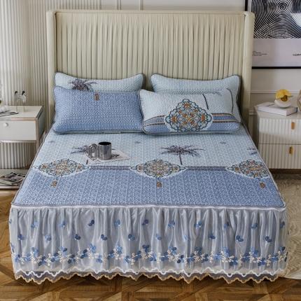 91家纺网 家纺一手货源 找家纺 纽缦家纺 2022新款花卉床裙三件套 海岛风情