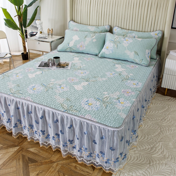 91家纺网 家纺一手货源 找家纺 （总）纽缦家纺 2022新款花卉床裙三件套