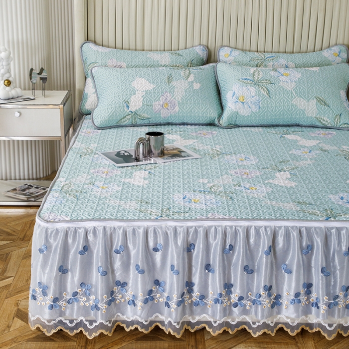 91家纺网 家纺一手货源 找家纺 （总）纽缦家纺 2022新款花卉床裙三件套