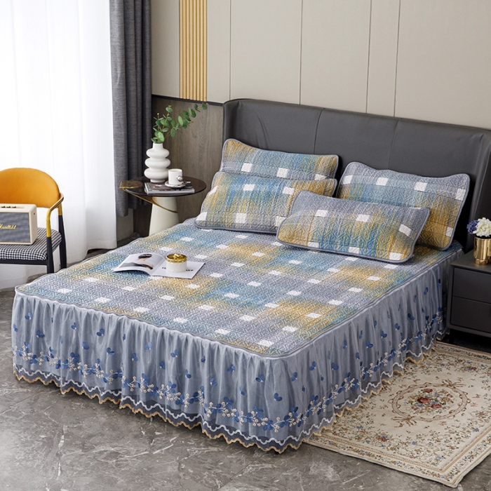 91家纺网 家纺一手货源 找家纺 纽缦家纺 2022新款花卉床裙三件套 蒂凡阁