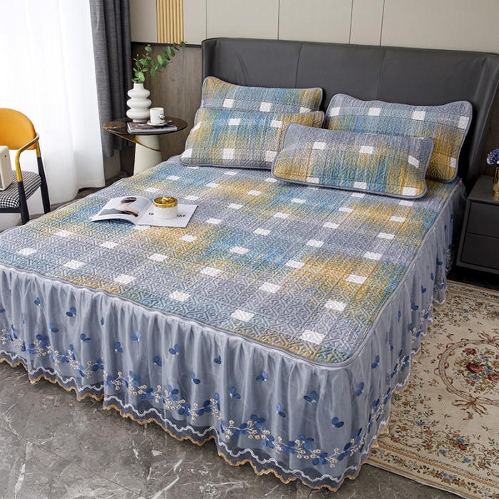 91家纺网 家纺一手货源 找家纺 纽缦家纺 2022新款花卉床裙三件套 蒂凡阁