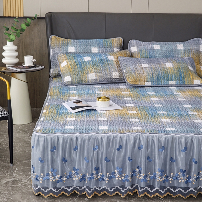 91家纺网 家纺一手货源 找家纺 纽缦家纺 2022新款花卉床裙三件套 蒂凡阁