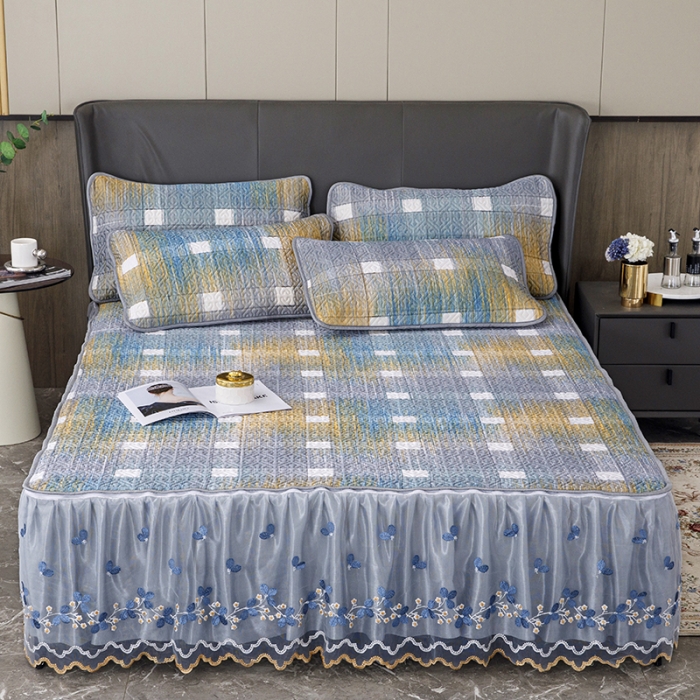 91家纺网 家纺一手货源 找家纺 纽缦家纺 2022新款花卉床裙三件套 蒂凡阁