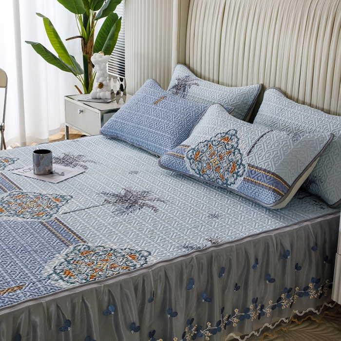 91家纺网 家纺一手货源 找家纺 纽缦家纺 2022新款花卉床裙三件套 海岛风情