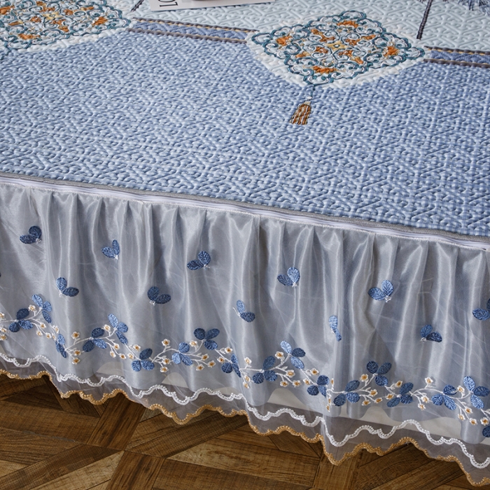 91家纺网 家纺一手货源 找家纺 纽缦家纺 2022新款花卉床裙三件套 海岛风情