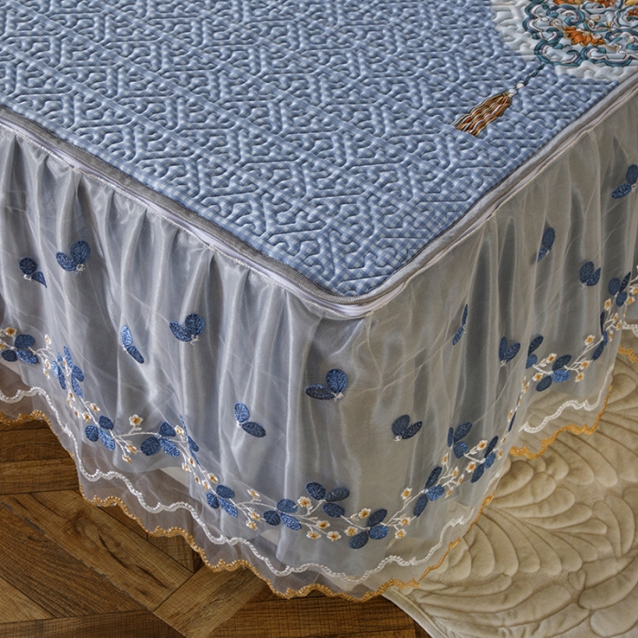 91家纺网 家纺一手货源 找家纺 纽缦家纺 2022新款花卉床裙三件套 海岛风情