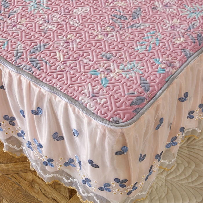 91家纺网 家纺一手货源 找家纺 纽缦家纺 2022新款花卉床裙三件套 花间柔梦-粉