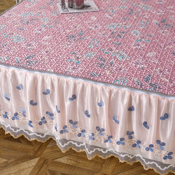 91家纺网 家纺一手货源 找家纺 纽缦家纺 2022新款花卉床裙三件套 花间柔梦-粉