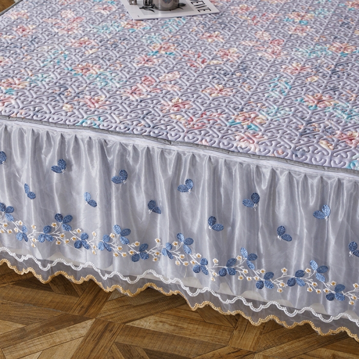 91家纺网 家纺一手货源 找家纺 纽缦家纺 2022新款花卉床裙三件套 花间柔梦-兰