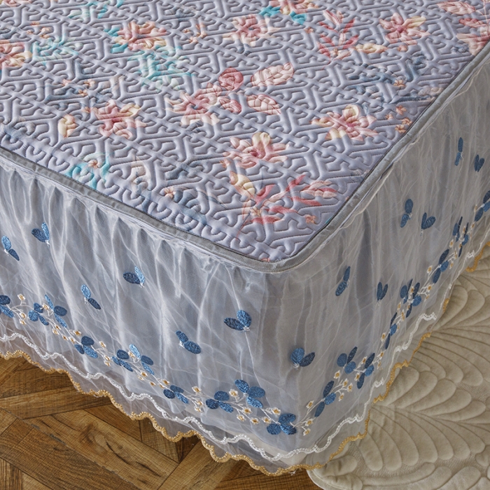 91家纺网 家纺一手货源 找家纺 纽缦家纺 2022新款花卉床裙三件套 花间柔梦-兰