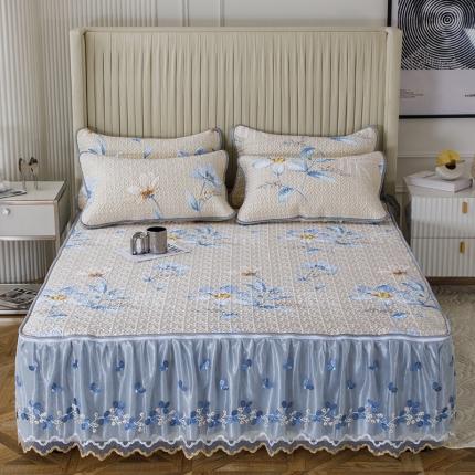 纽缦家纺 2022新款花卉床裙三件套 花间驼