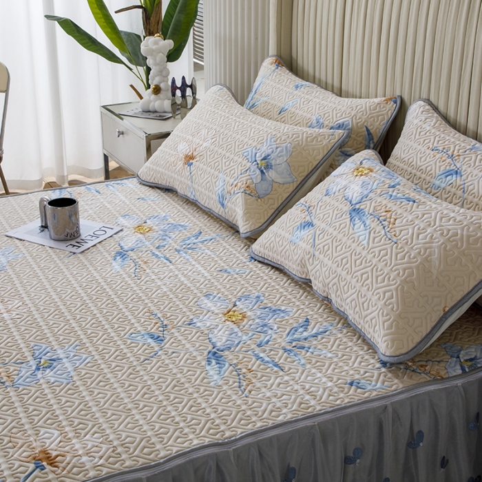 91家纺网 家纺一手货源 找家纺 纽缦家纺 2022新款花卉床裙三件套 花间驼