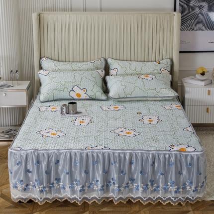 纽缦家纺 2022新款花卉床裙三件套 心情熊