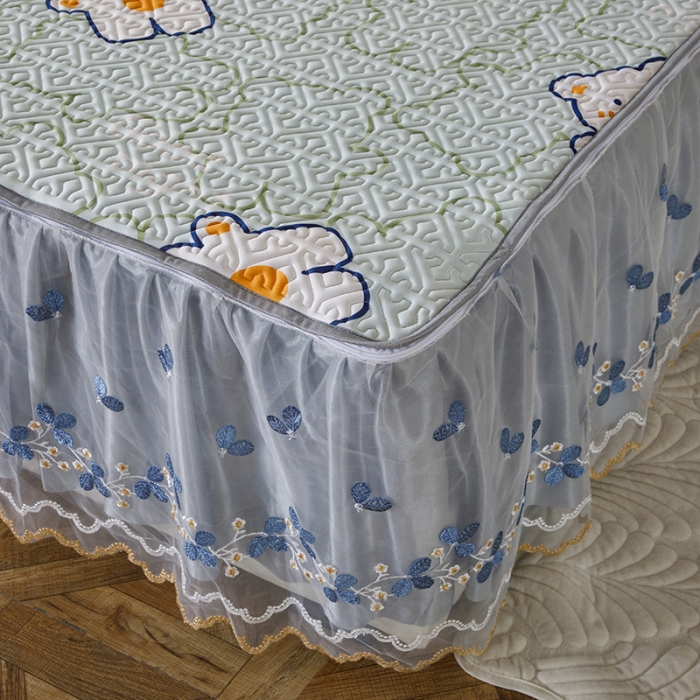 91家纺网 家纺一手货源 找家纺 纽缦家纺 2022新款花卉床裙三件套 心情熊