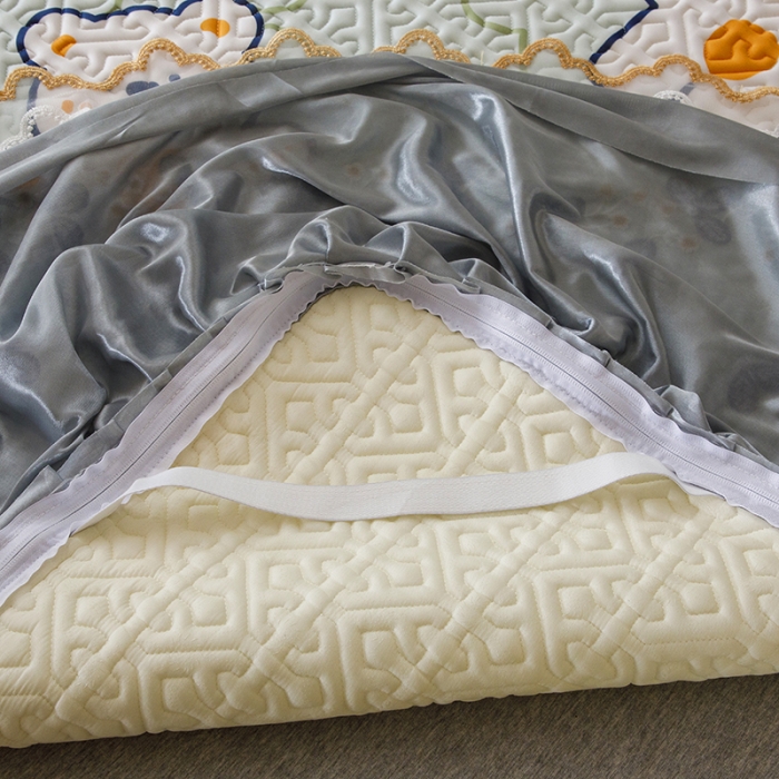 91家纺网 家纺一手货源 找家纺 纽缦家纺 2022新款花卉床裙三件套 心情熊