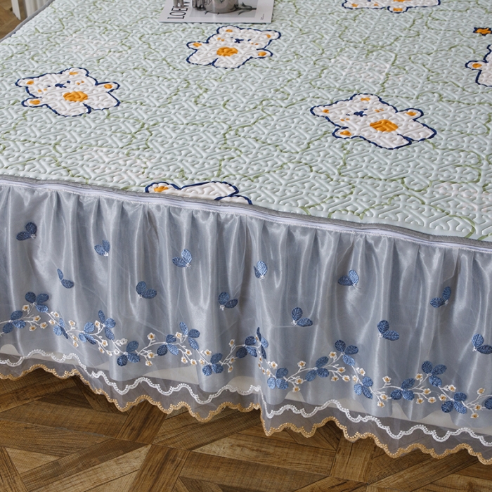 91家纺网 家纺一手货源 找家纺 纽缦家纺 2022新款花卉床裙三件套 心情熊