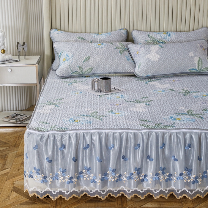 91家纺网 家纺一手货源 找家纺 纽缦家纺 2022新款花卉床裙三件套 馨享花意