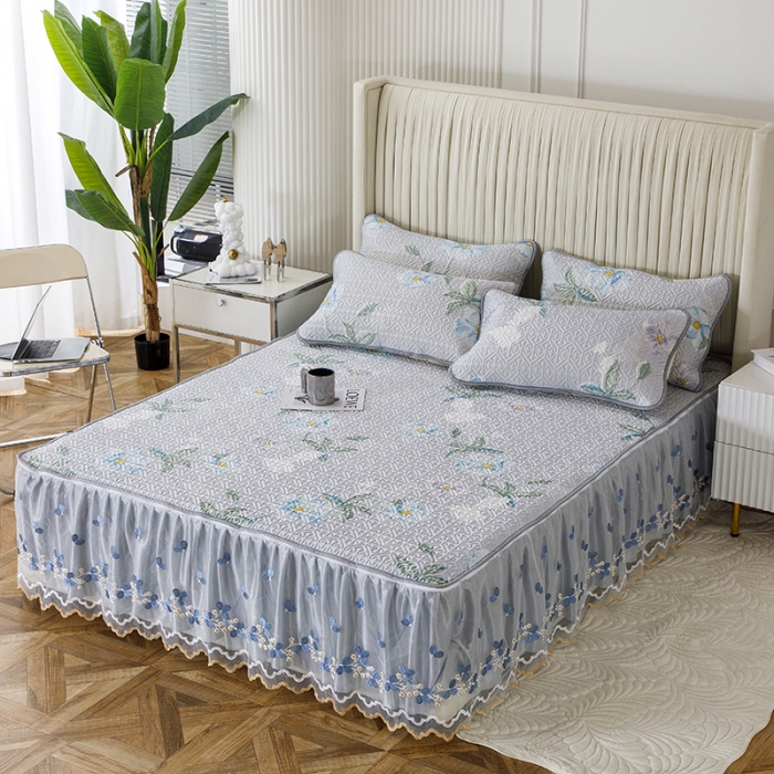 91家纺网 家纺一手货源 找家纺 纽缦家纺 2022新款花卉床裙三件套 馨享花意