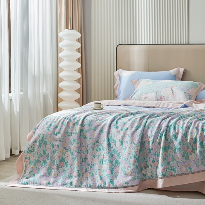 91家纺网 家纺一手货源 找家纺 榻尚家居2023新款60S进口奥地利天丝夏被花享治.愈羊