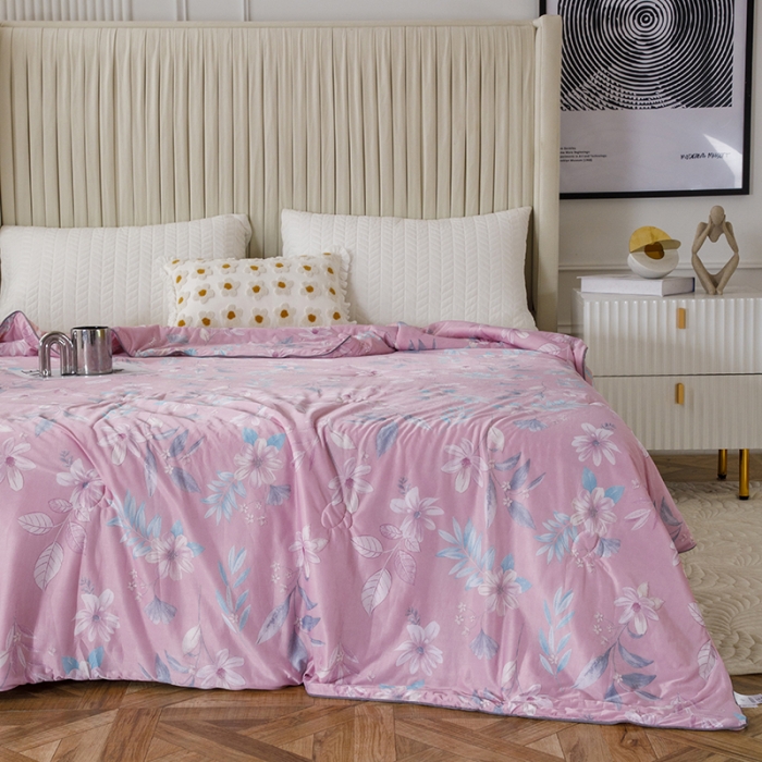 91家纺网 家纺一手货源 找家纺 纽缦家纺 2022新款花卉夏被 花间柔梦-粉