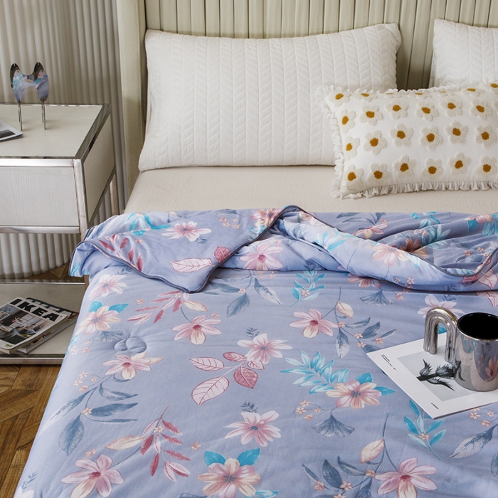 91家纺网 家纺一手货源 找家纺 纽缦家纺 2022新款花卉夏被 花间柔梦-兰
