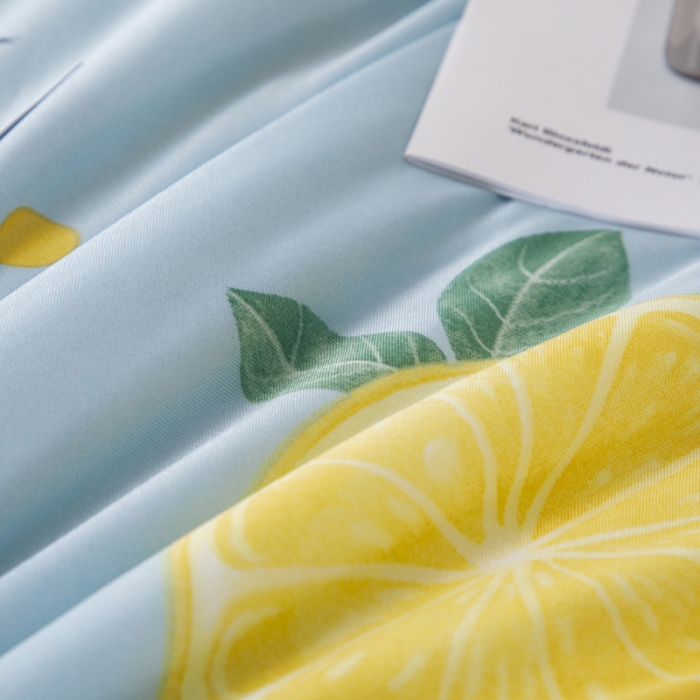 91家纺网 家纺一手货源 找家纺 纽缦家纺 2022新款花卉夏被 柠檬熊蓝