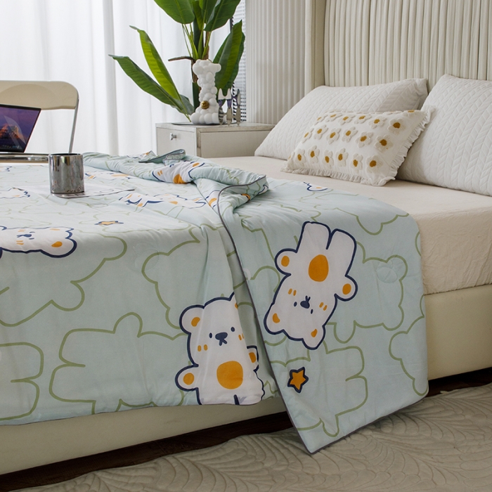 91家纺网 家纺一手货源 找家纺 纽缦家纺 2022新款花卉夏被 心情熊