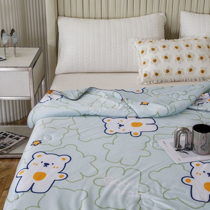 91家纺网 家纺一手货源 找家纺 纽缦家纺 2022新款花卉夏被 心情熊