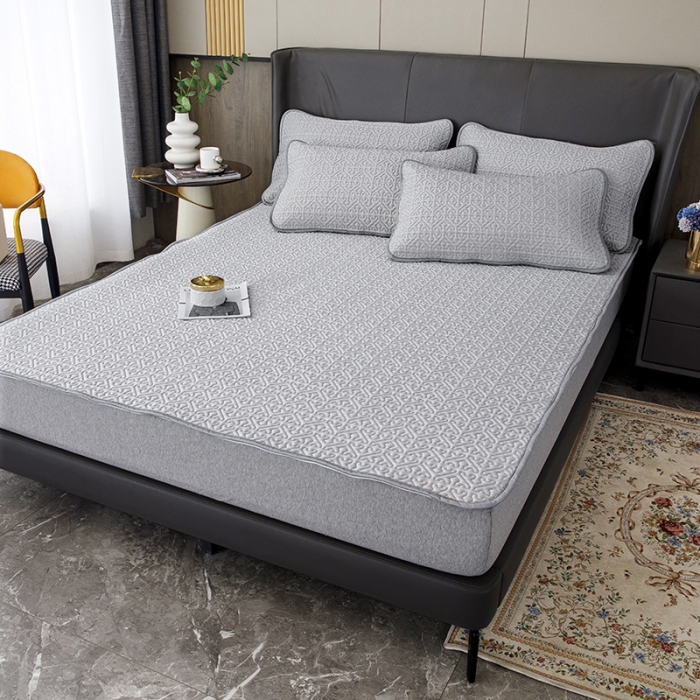 91家纺网 家纺一手货源 找家纺 纽缦家纺  2022新款纯色肌理纹床单三件套 肌理纹灰色