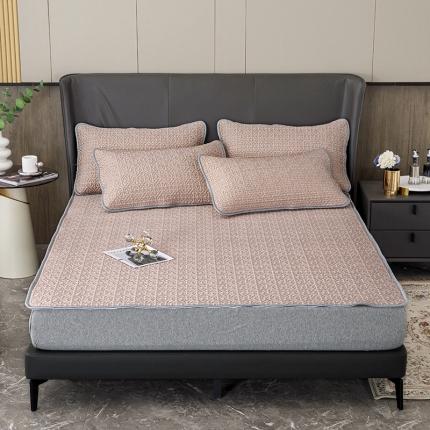 纽缦家纺  2022新款纯色肌理纹床单三件套 肌理纹豆沙