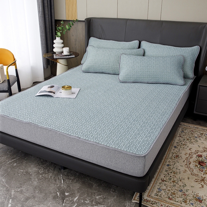 91家纺网 家纺一手货源 找家纺 纽缦家纺  2022新款纯色肌理纹床单三件套 肌理纹蓝色