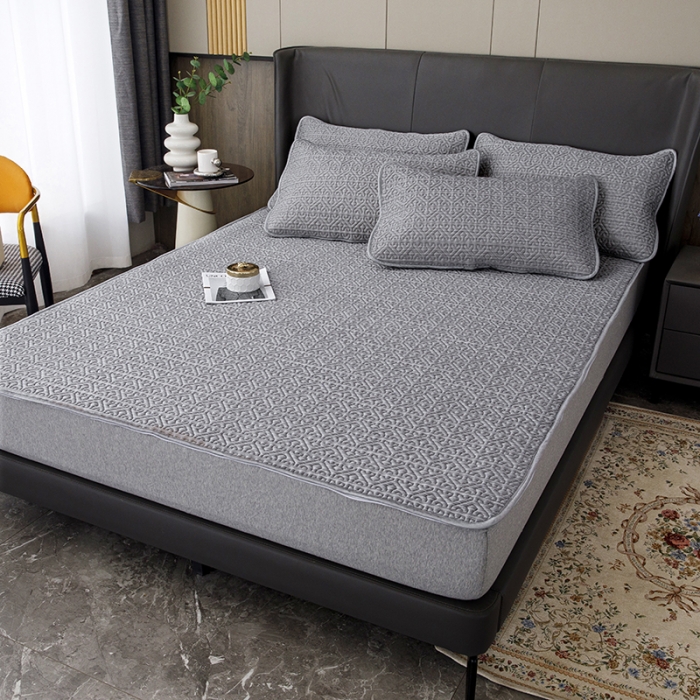 91家纺网 家纺一手货源 找家纺 纽缦家纺  2022新款纯色肌理纹床单三件套 肌理纹深灰