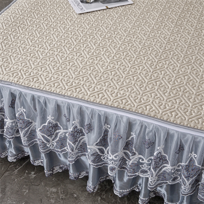 91家纺网 家纺一手货源 找家纺 纽缦家纺 2022新款纯色肌理纹床裙三件套 肌理纹咖色