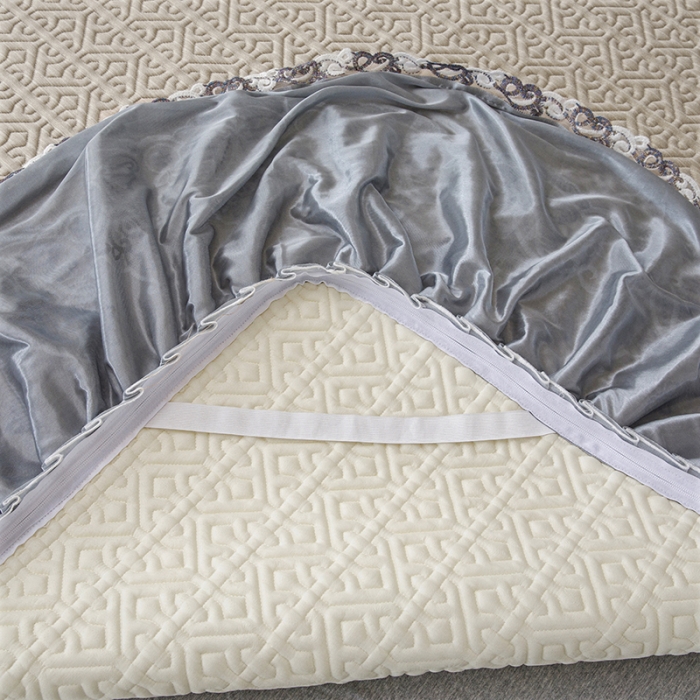 91家纺网 家纺一手货源 找家纺 纽缦家纺 2022新款纯色肌理纹床裙三件套 肌理纹咖色