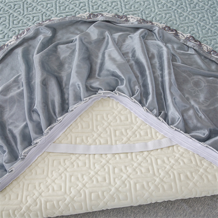 91家纺网 家纺一手货源 找家纺 纽缦家纺 2022新款纯色肌理纹床裙三件套 肌理纹蓝色