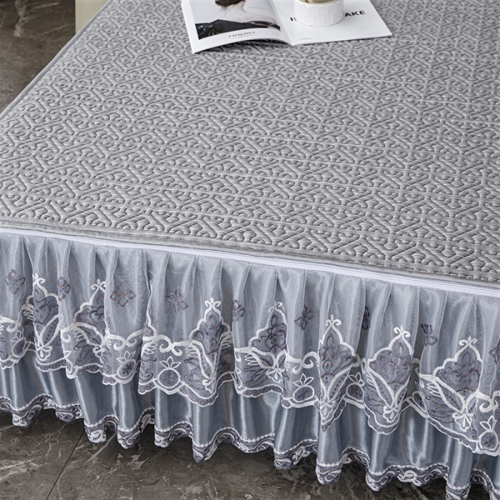 91家纺网 家纺一手货源 找家纺 纽缦家纺 2022新款纯色肌理纹床裙三件套 肌理纹深灰