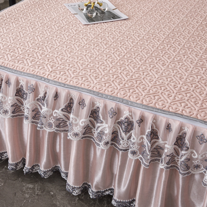 91家纺网 家纺一手货源 找家纺 纽缦家纺 2022新款纯色肌理纹床裙三件套 肌理纹玉色