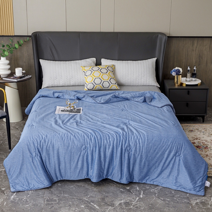 91家纺网 家纺一手货源 找家纺 纽缦家纺 2022新款纯色肌理纹夏被 肌理纹海蓝