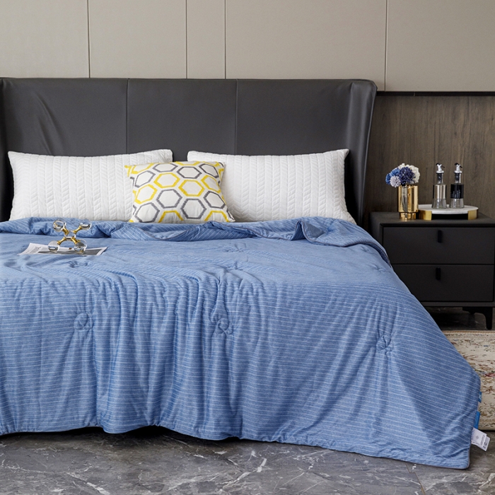 91家纺网 家纺一手货源 找家纺 纽缦家纺 2022新款纯色肌理纹夏被 肌理纹海蓝