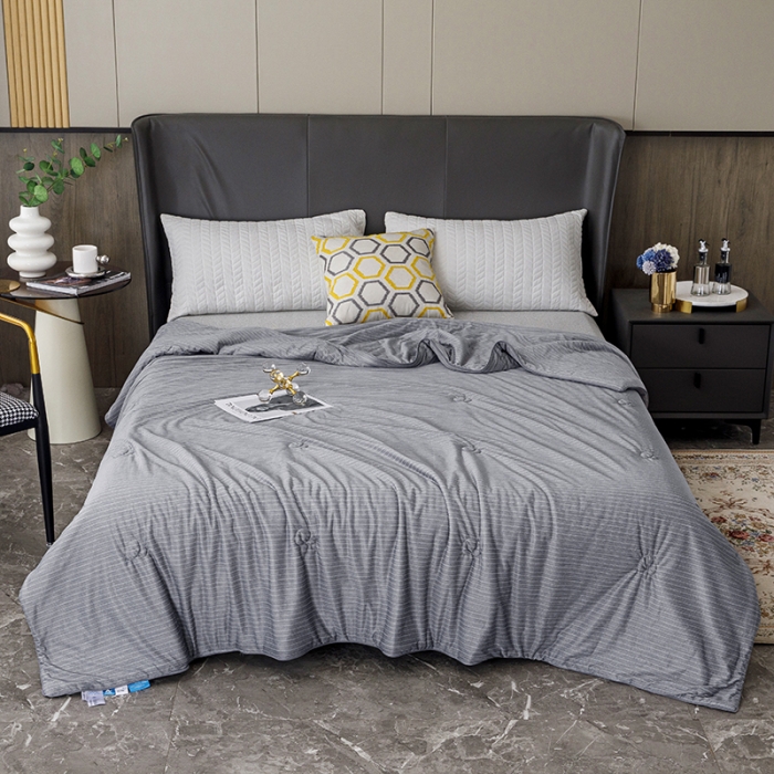 91家纺网 家纺一手货源 找家纺 纽缦家纺 2022新款纯色肌理纹夏被 肌理纹深灰