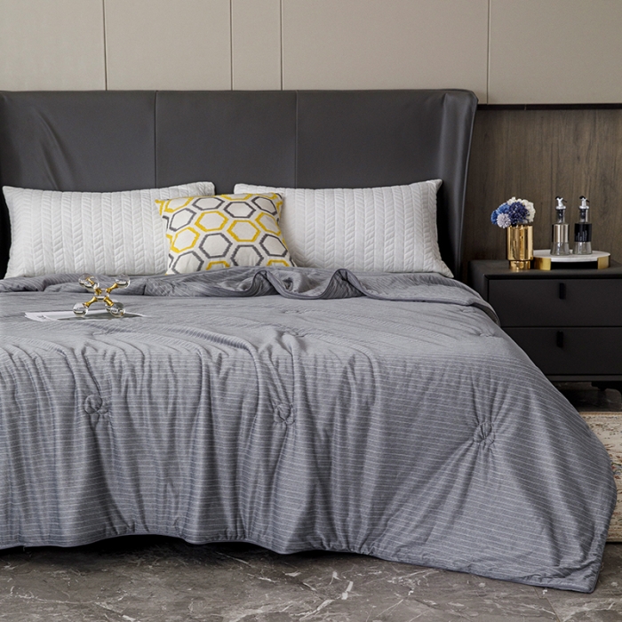 91家纺网 家纺一手货源 找家纺 纽缦家纺 2022新款纯色肌理纹夏被 肌理纹深灰