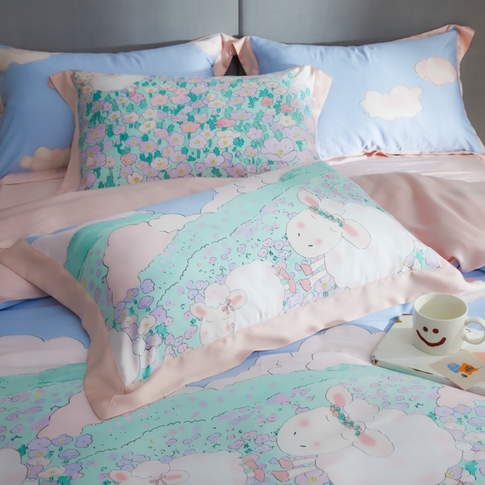 91家纺网 家纺一手货源 找家纺 榻尚2023新款60S进口奥地利天丝四件套-花享治.愈羊